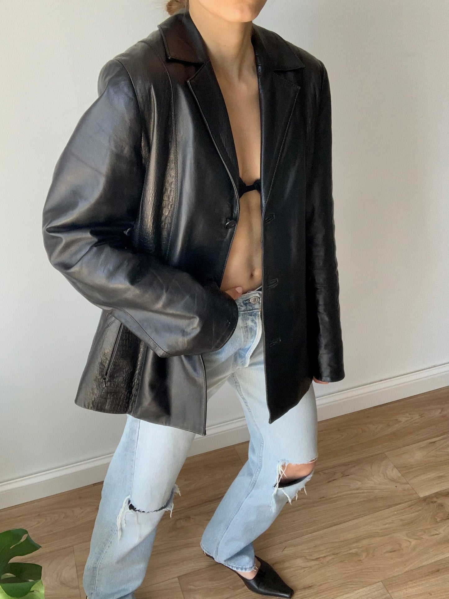 Vintage cocco leather blazer