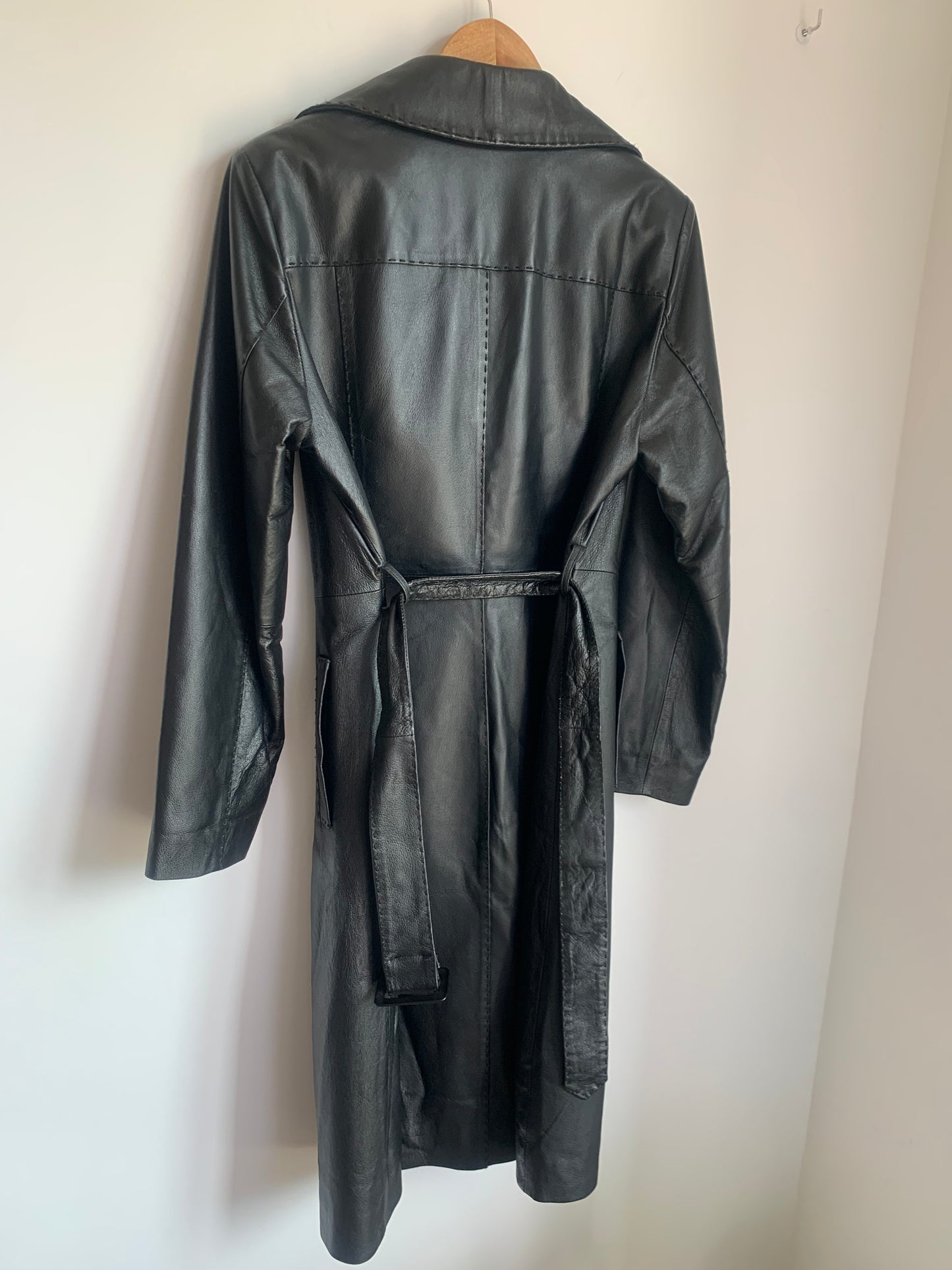 Vintage double-breasted leather trench coat