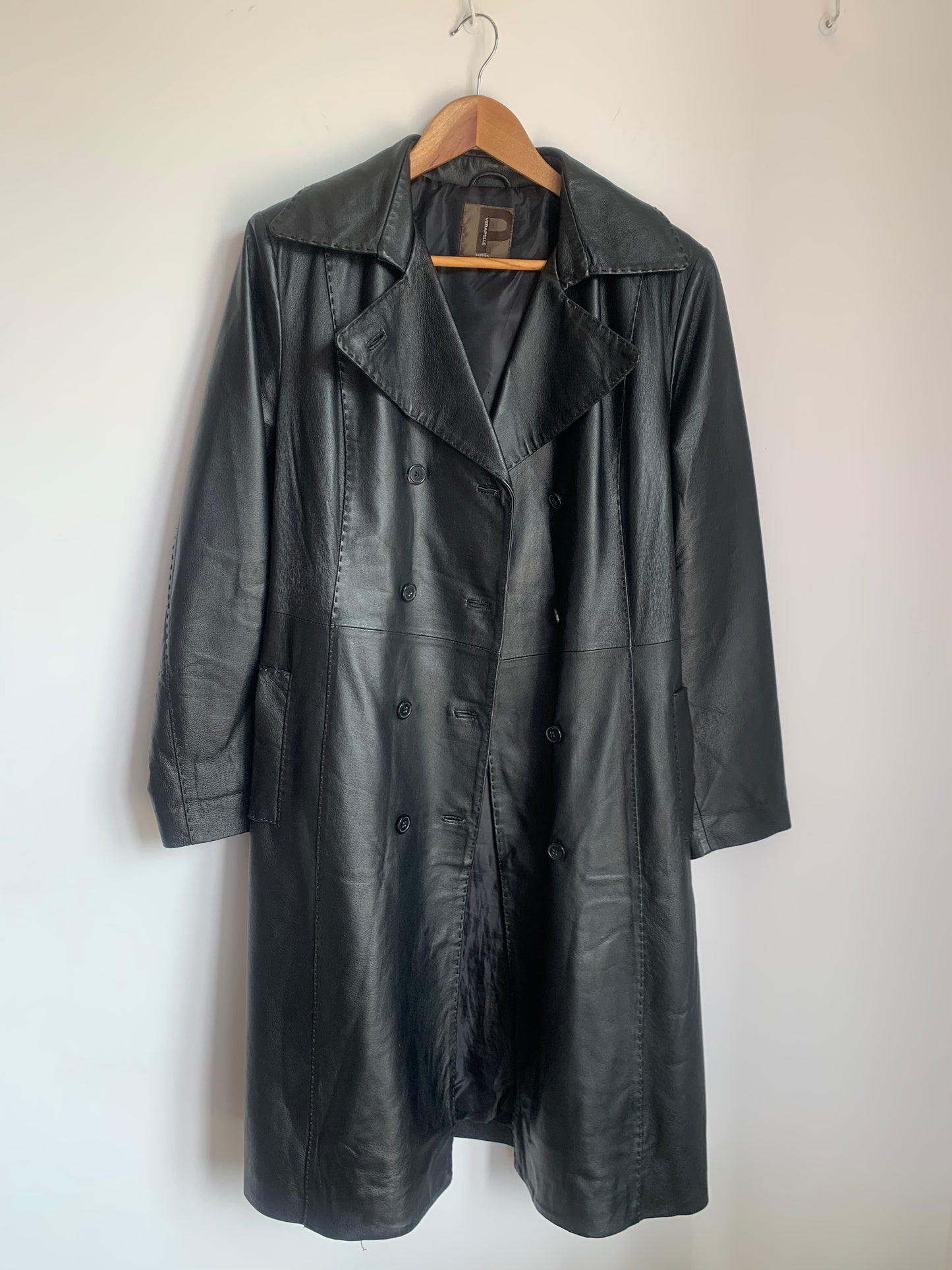 Vintage double-breasted leather trench coat