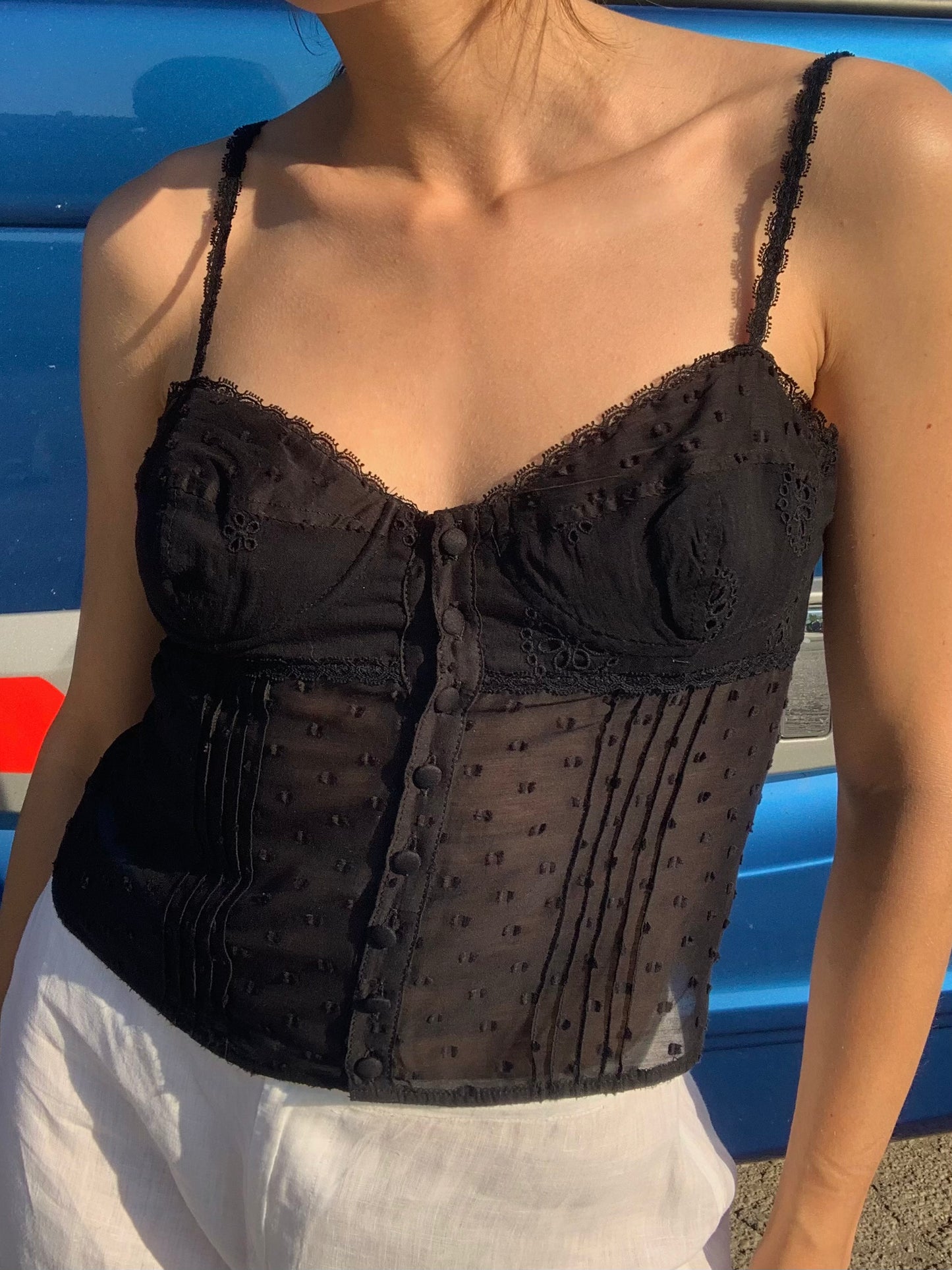See-through lace corset