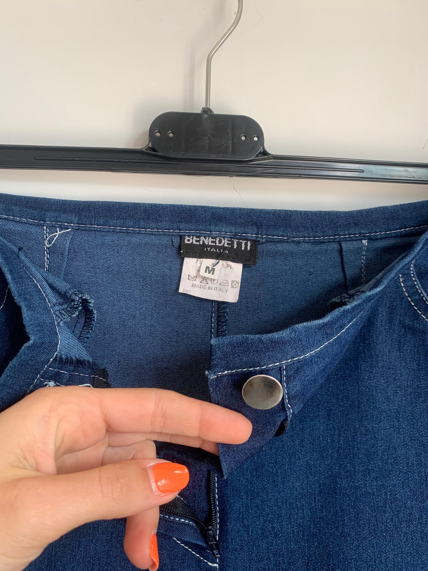 Vintage denim long slit skirt