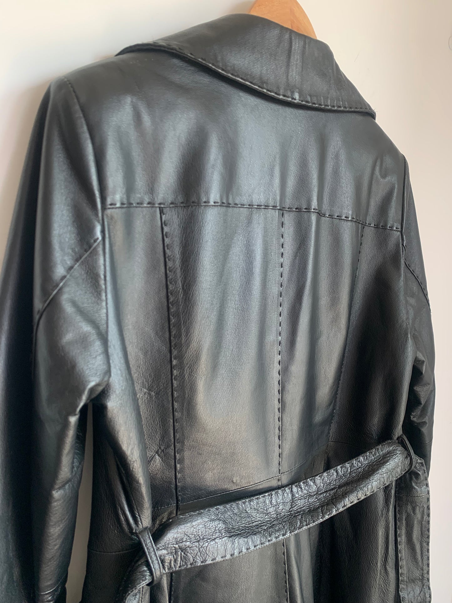 Vintage double-breasted leather trench coat