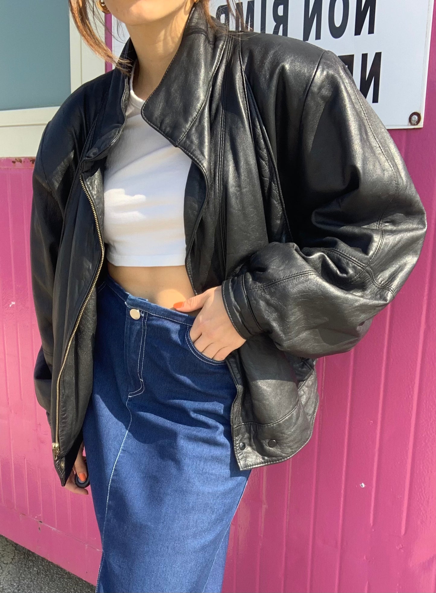 Bomber leather jacket