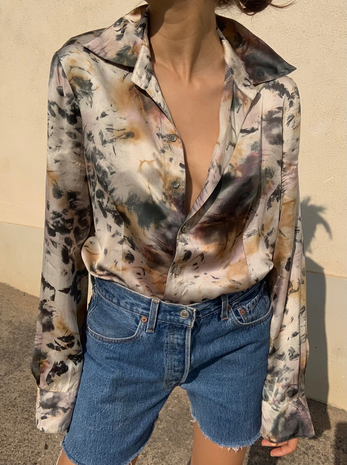 Marble silk body shirt