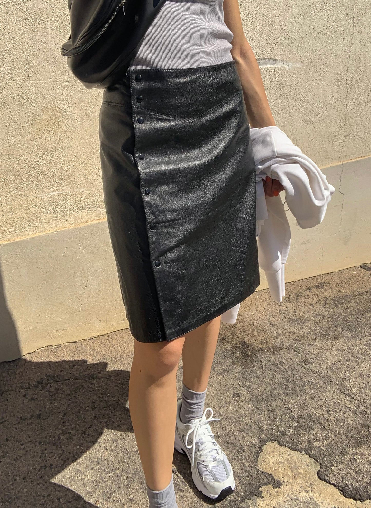 Vintage leather wrap skirt