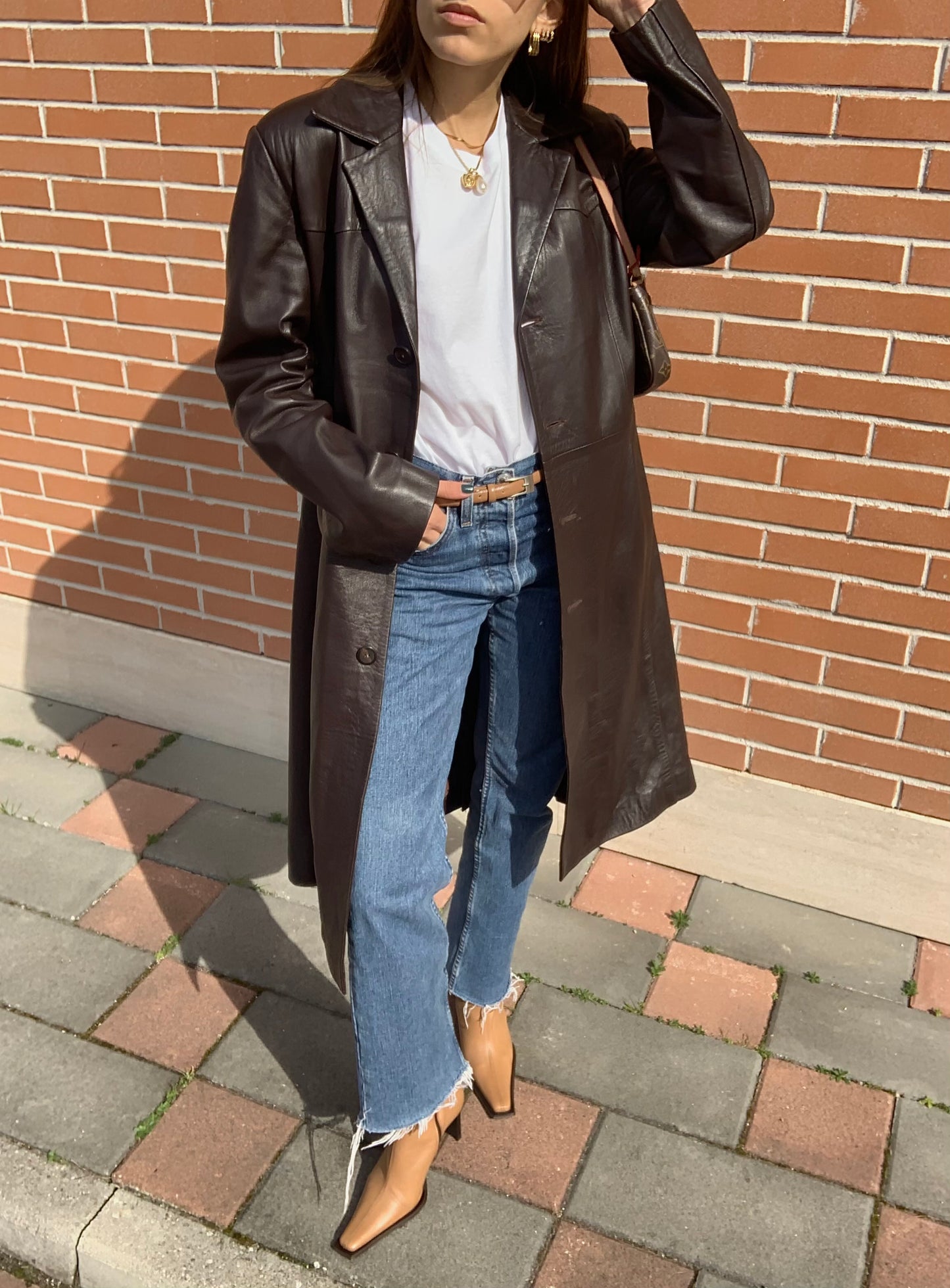 Vintage leather trench coat