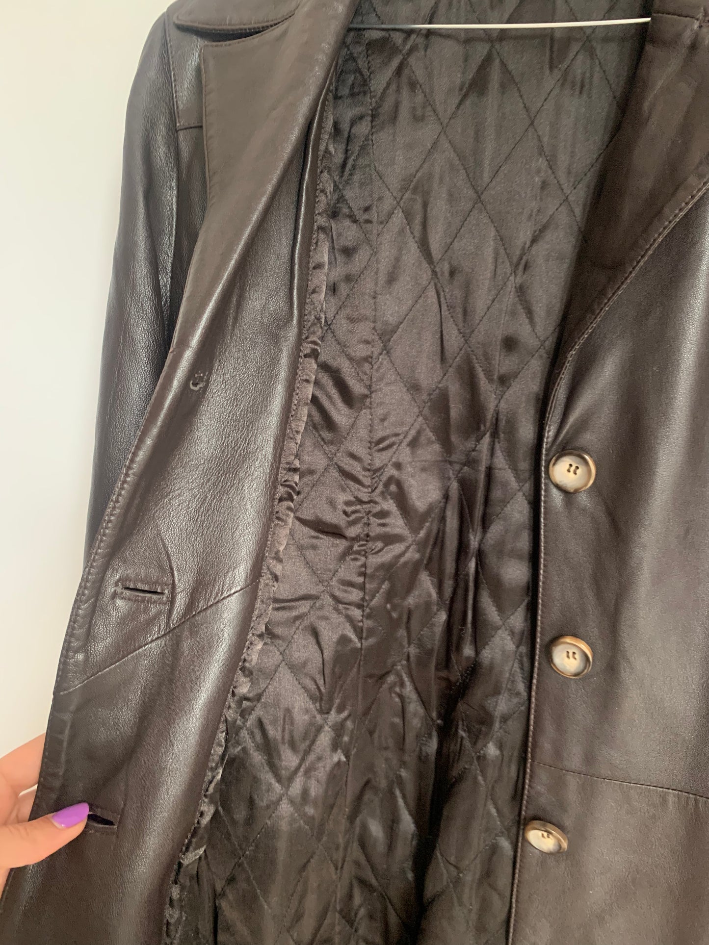 Vintage extra long leather trench coat
