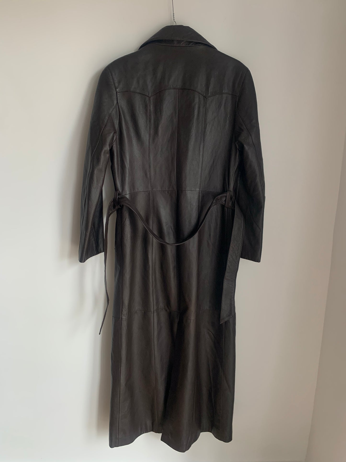 Vintage extra long leather trench coat