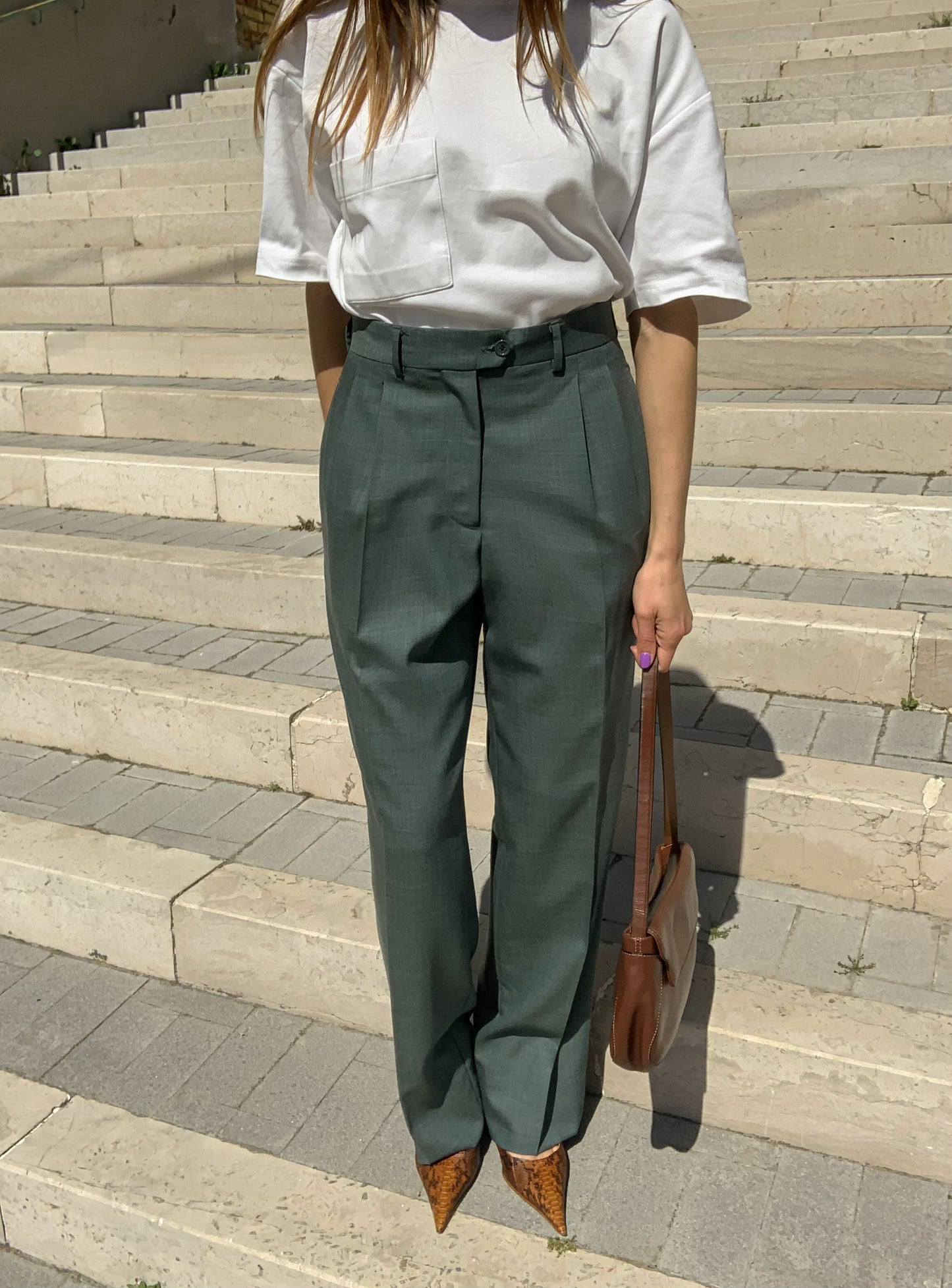 Vintage tailored pleated trousers