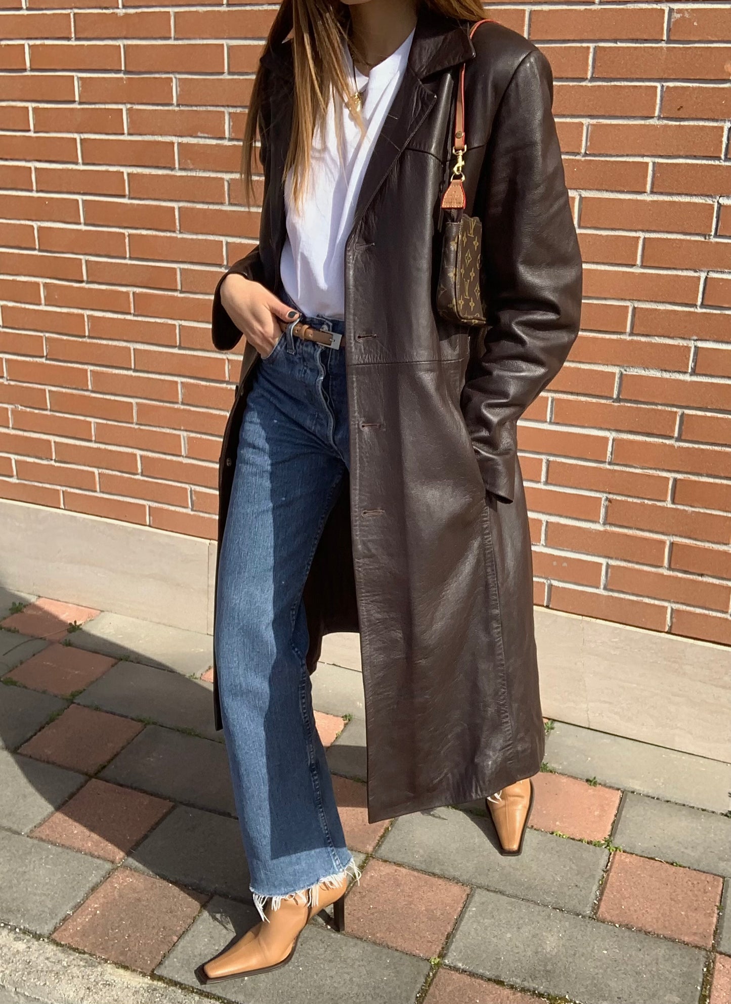 Vintage leather trench coat