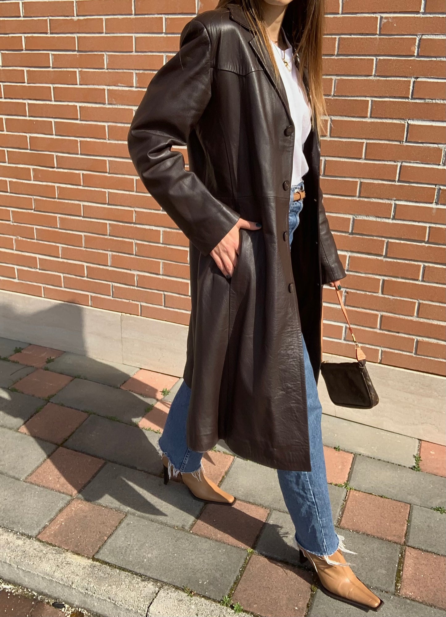 Vintage leather trench coat