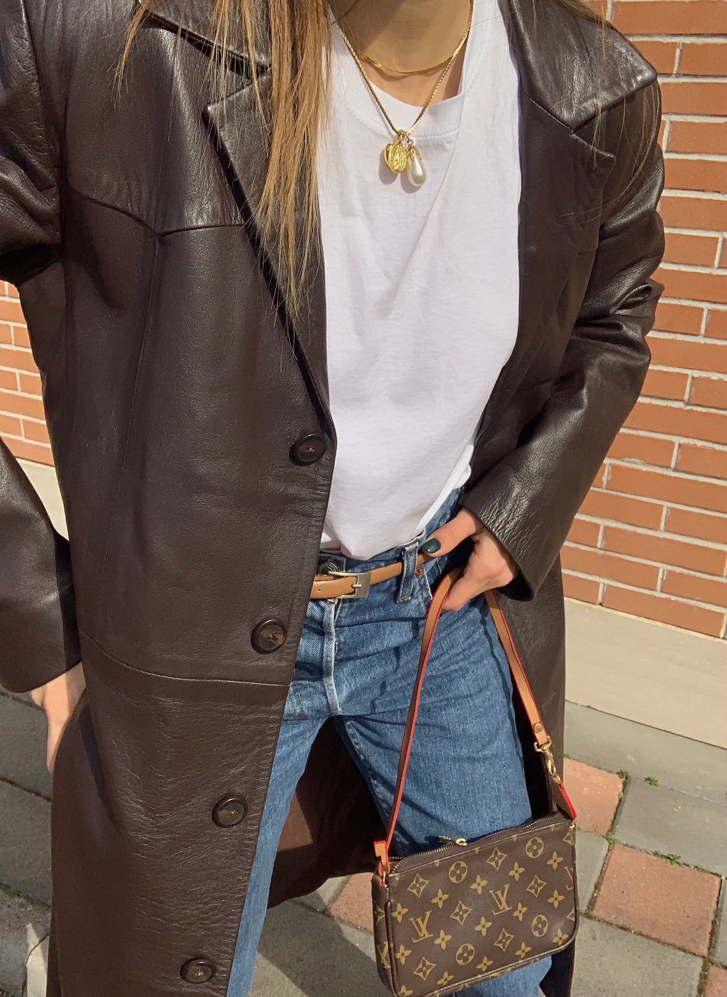 Vintage leather trench coat