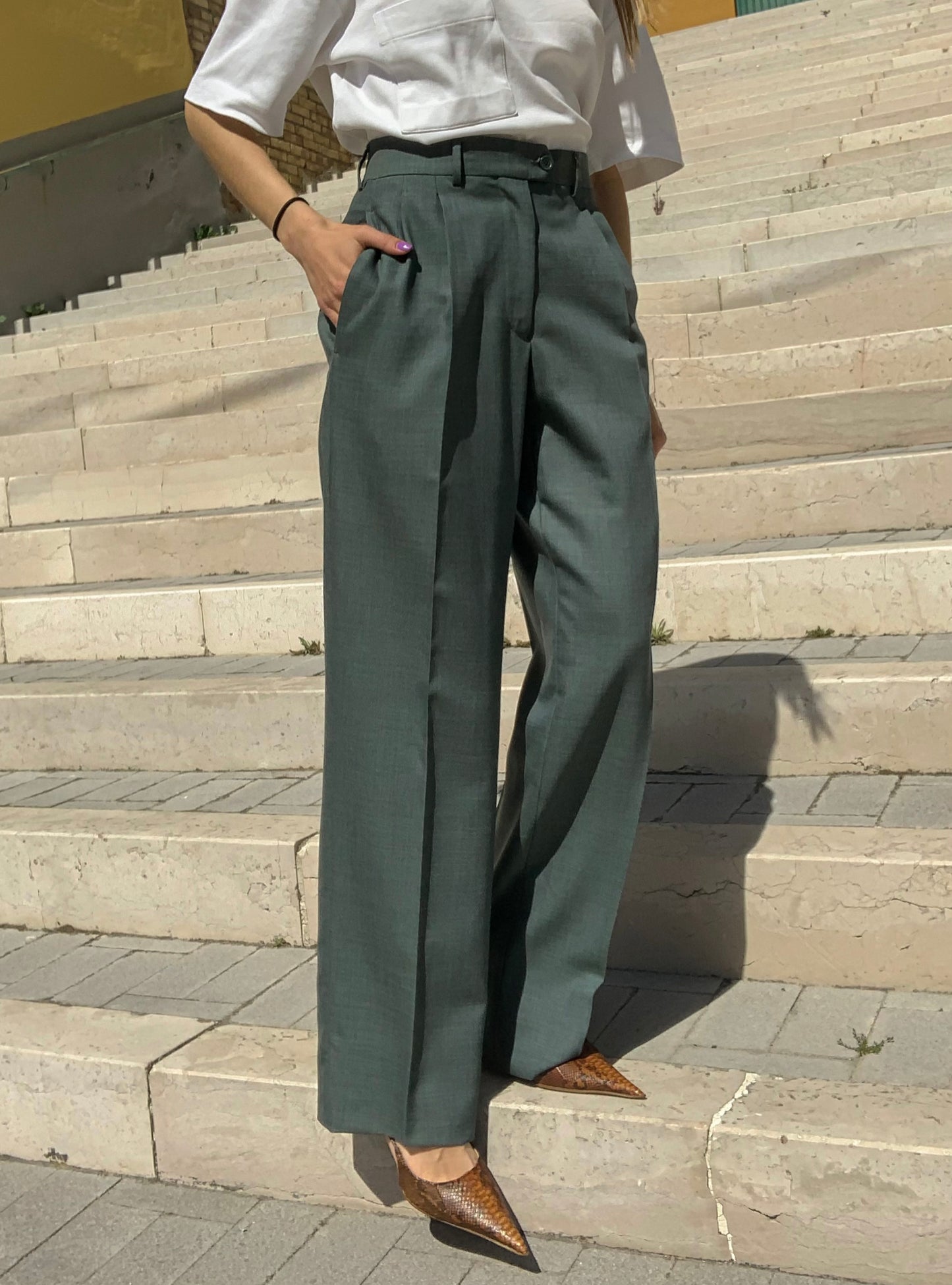 Vintage tailored pleated trousers
