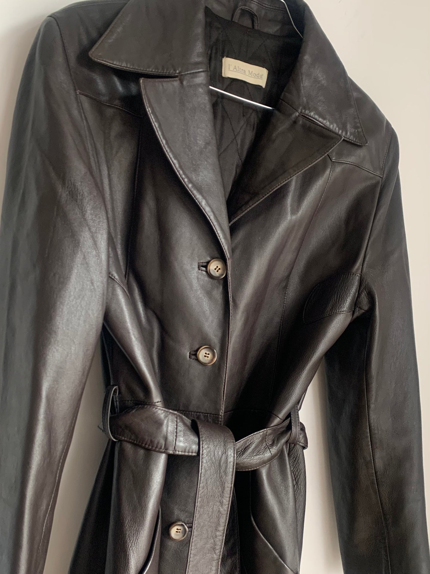 Vintage extra long leather trench coat