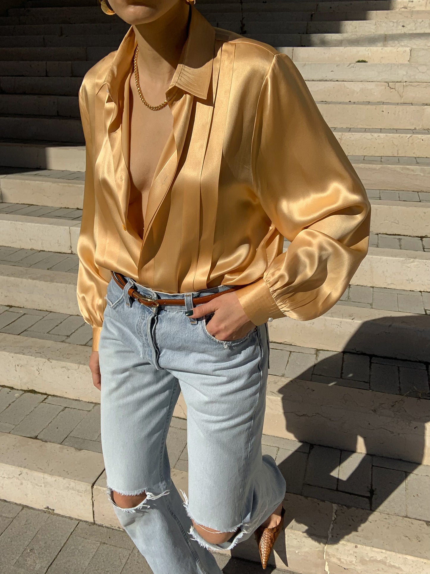 Vintage pure liquid silk shirt
