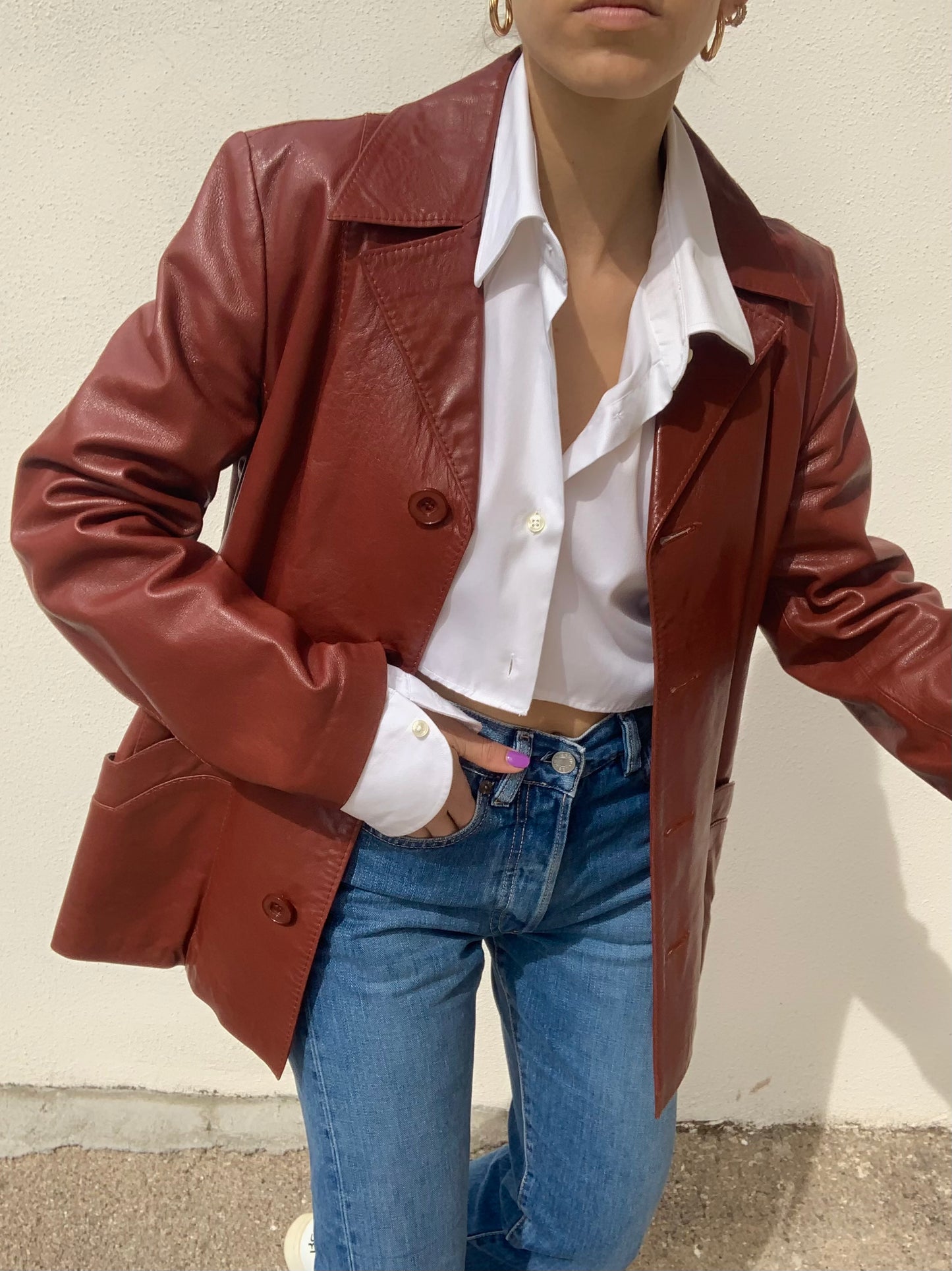 Vintage genuine leather blazer