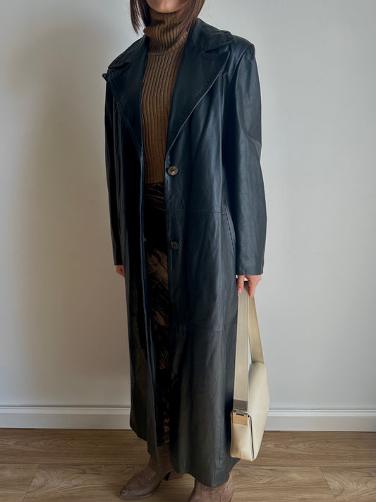 X-long leather coat