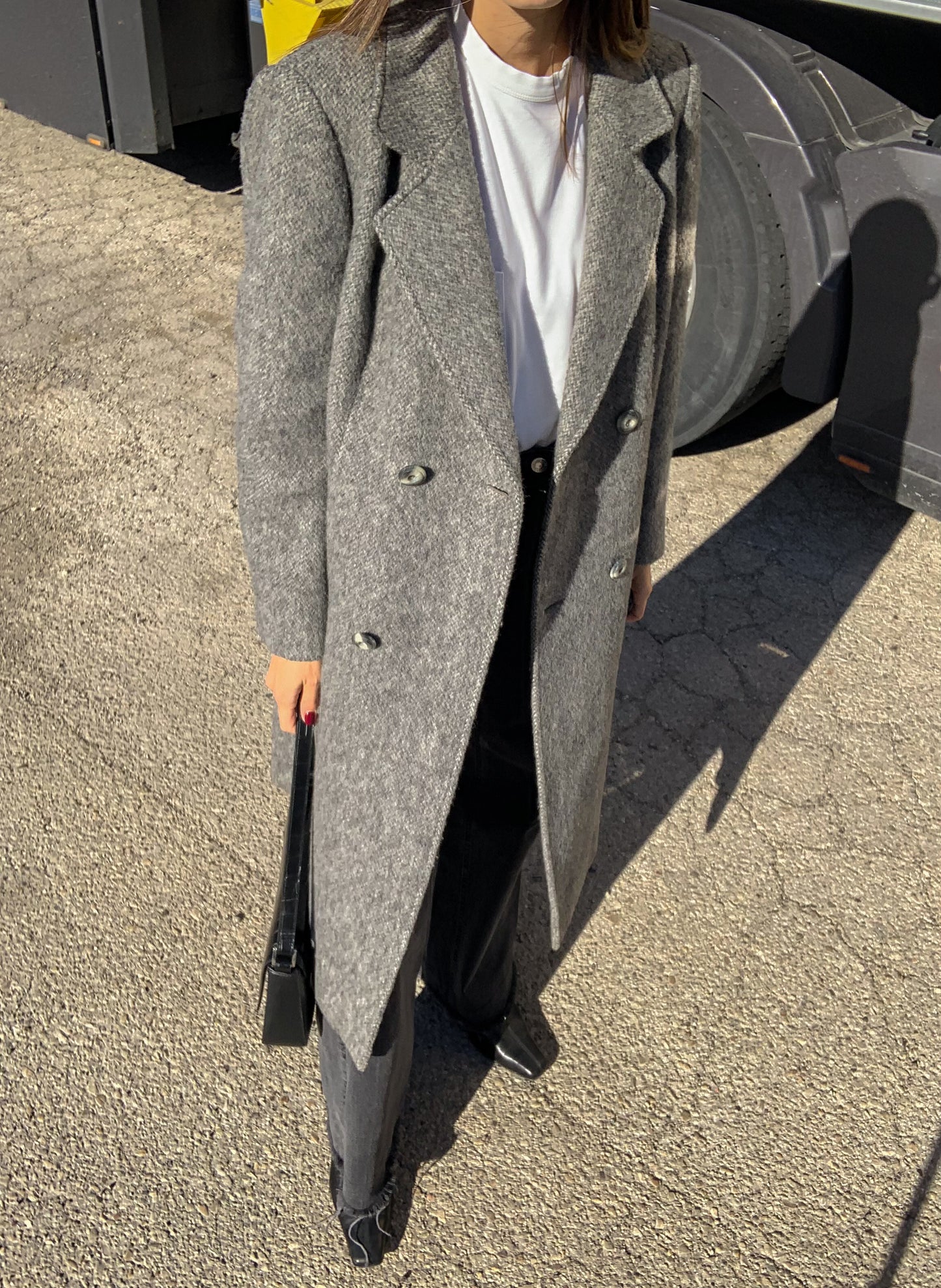 Vintage herringbone grey coat