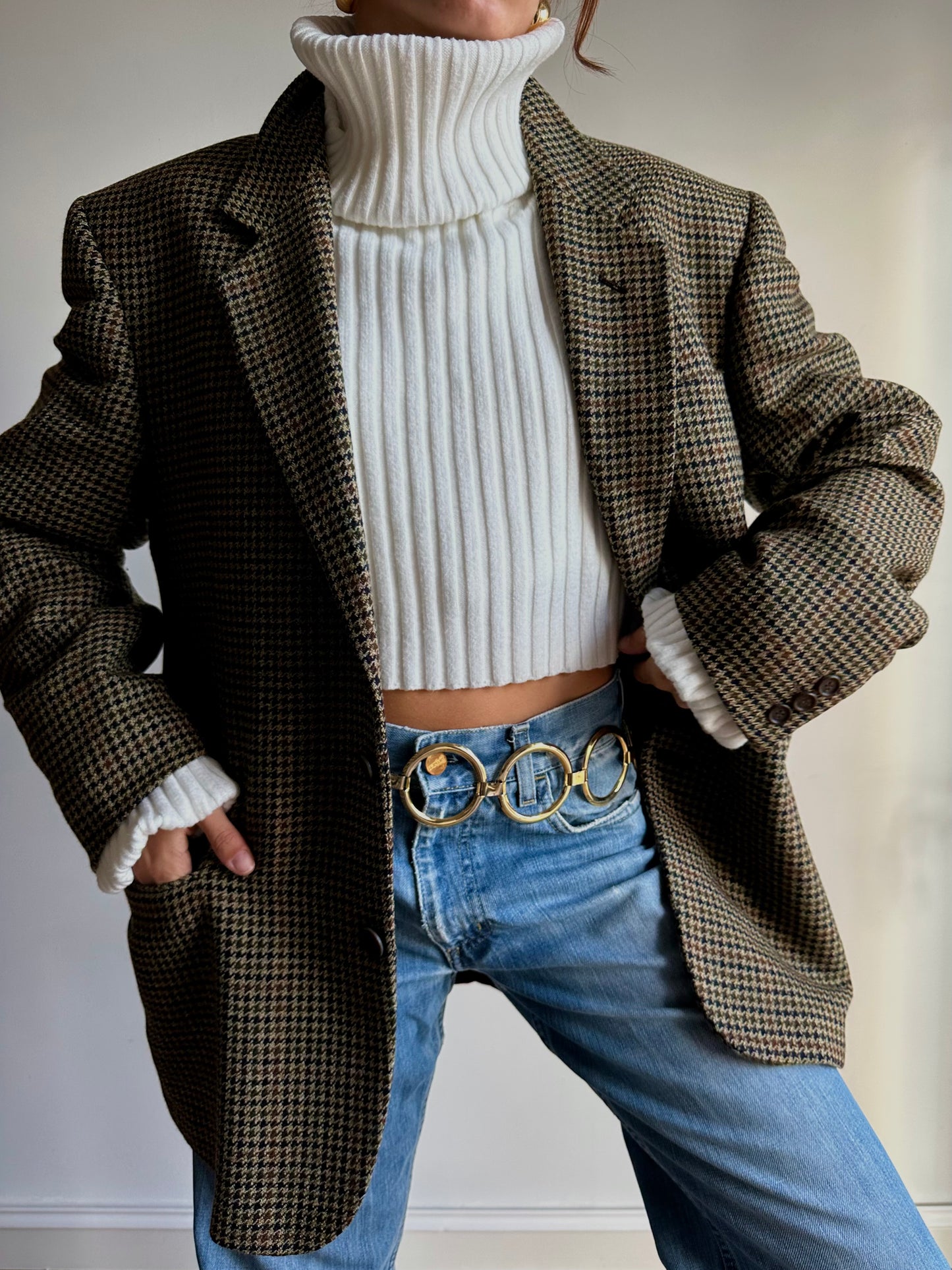 Pied de poule blazer kaki tones