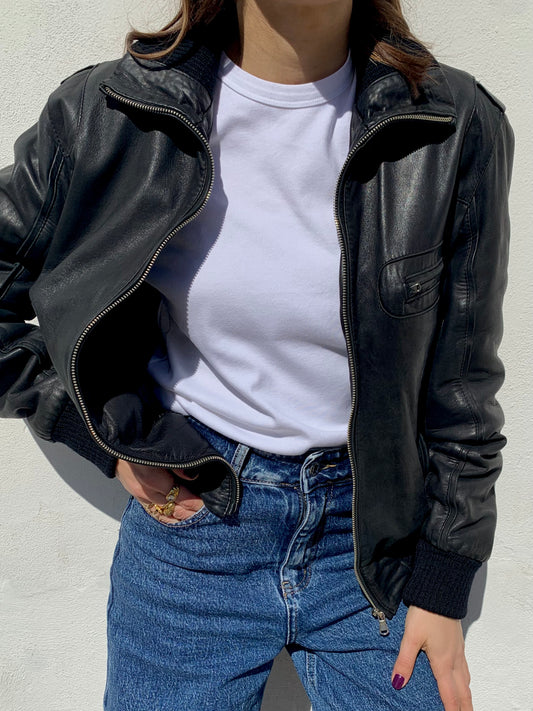 Vintage genuine leather bomber