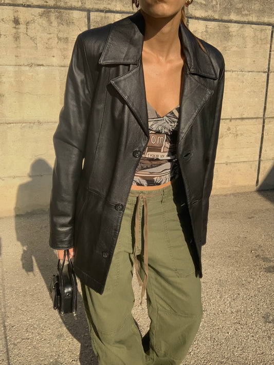 Genuine leather black jacket