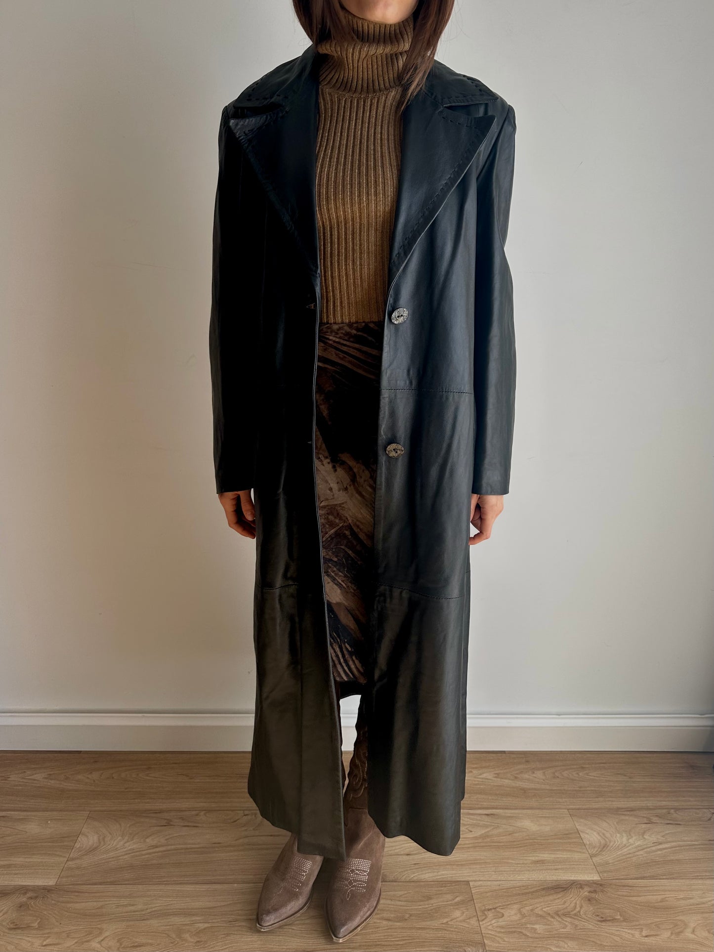 X-long leather coat