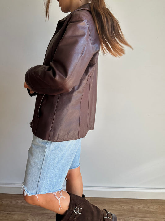 Choco leather biker jacket
