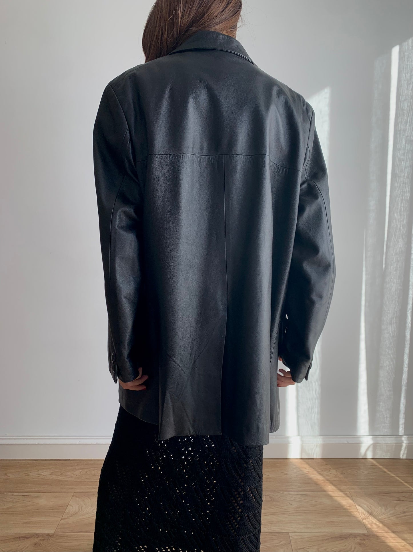 Oversized leather blazer