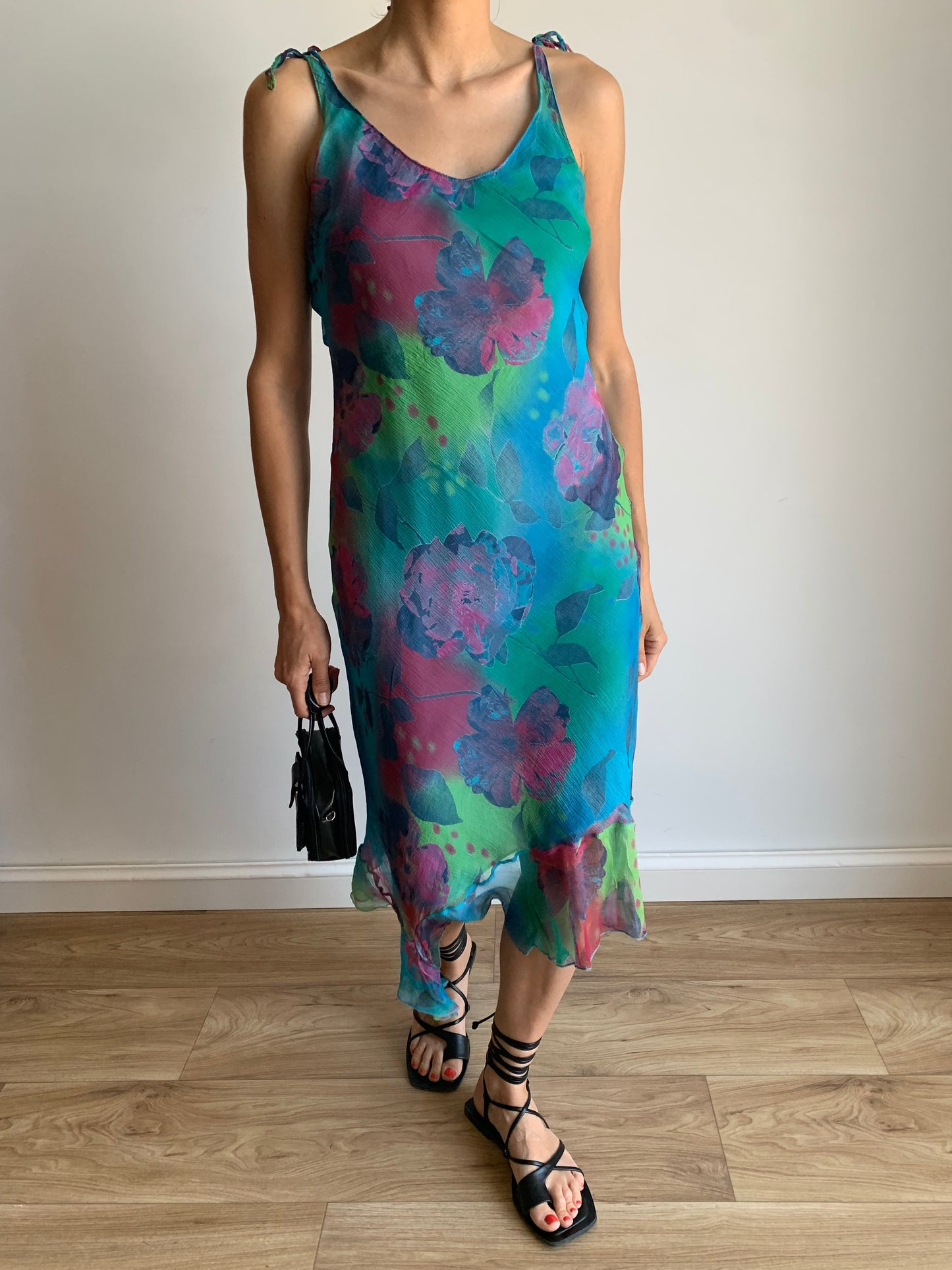 Pure silk multicolor dress
