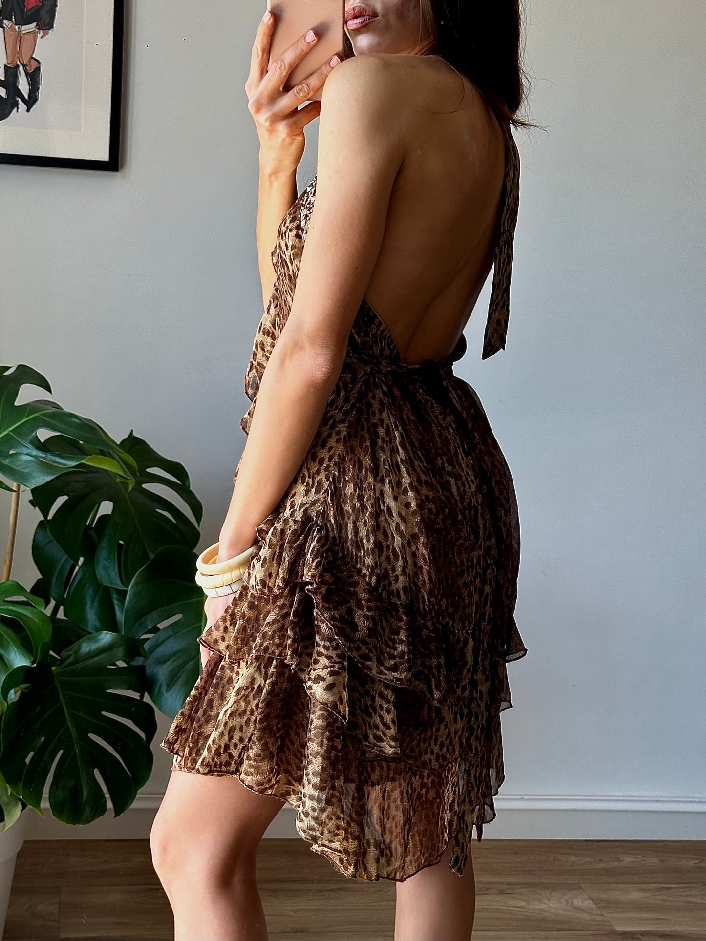 Leopard ruffled dress