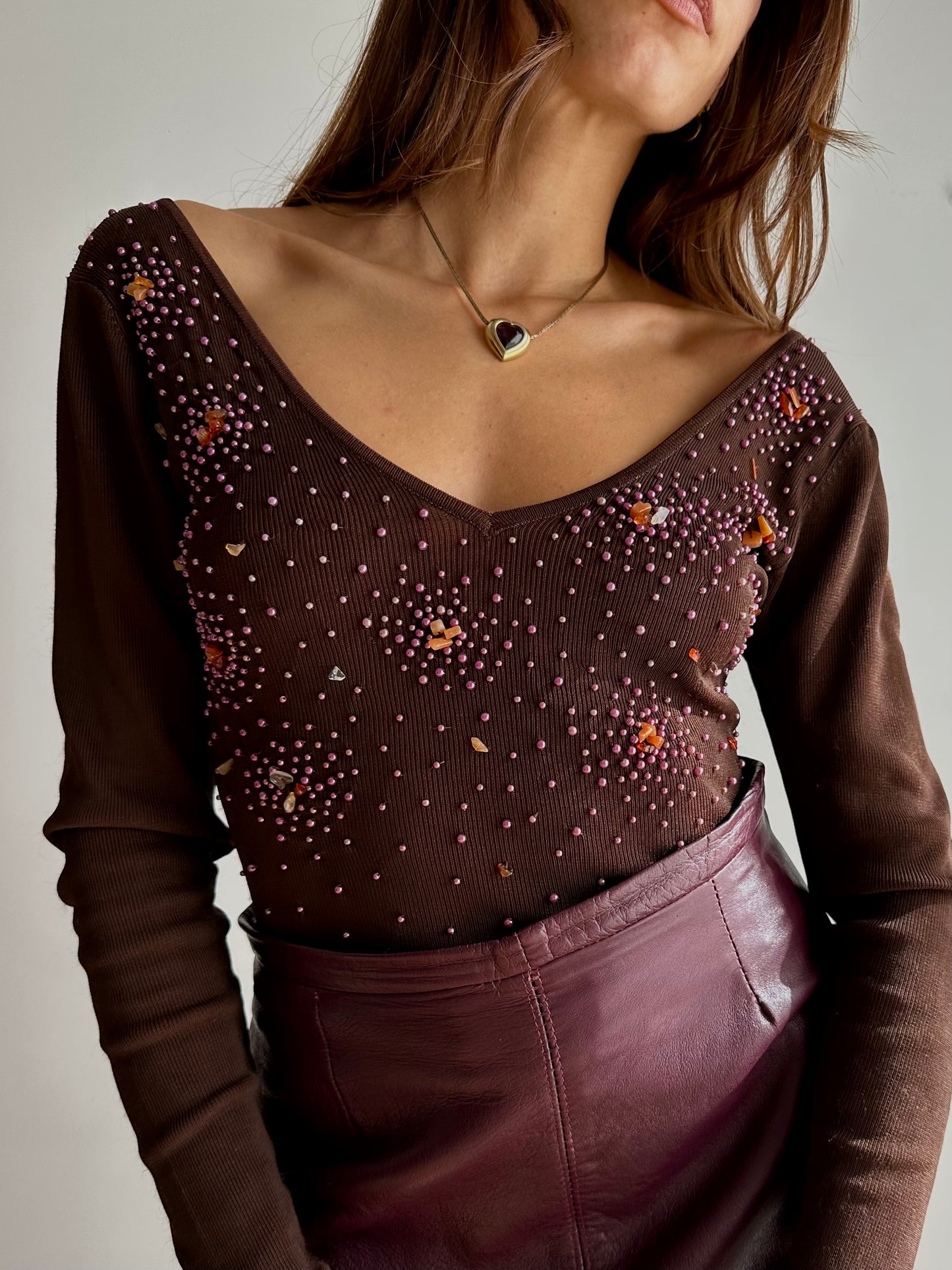 V-neck sequin top