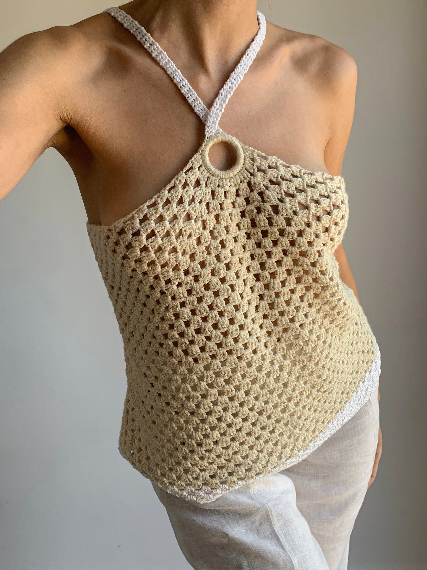 Crochet cream top