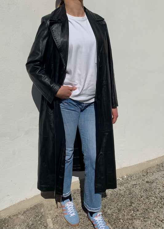 Vintage x-long leather trench coat