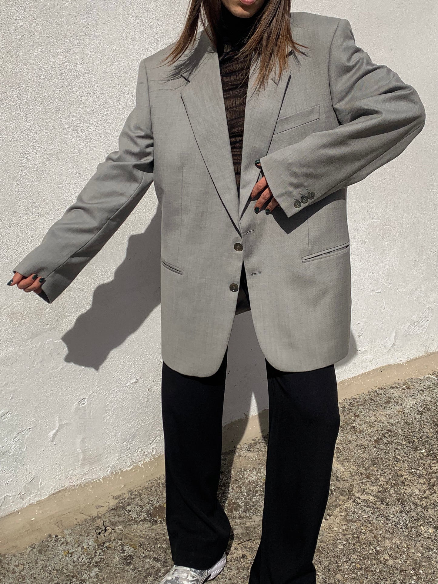 Stone grey oversized blazer