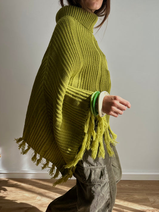 Olive wool cape