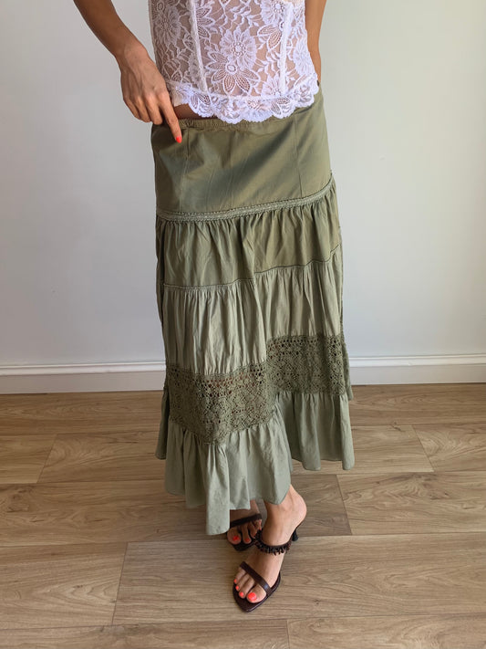 Tiered olive skirt