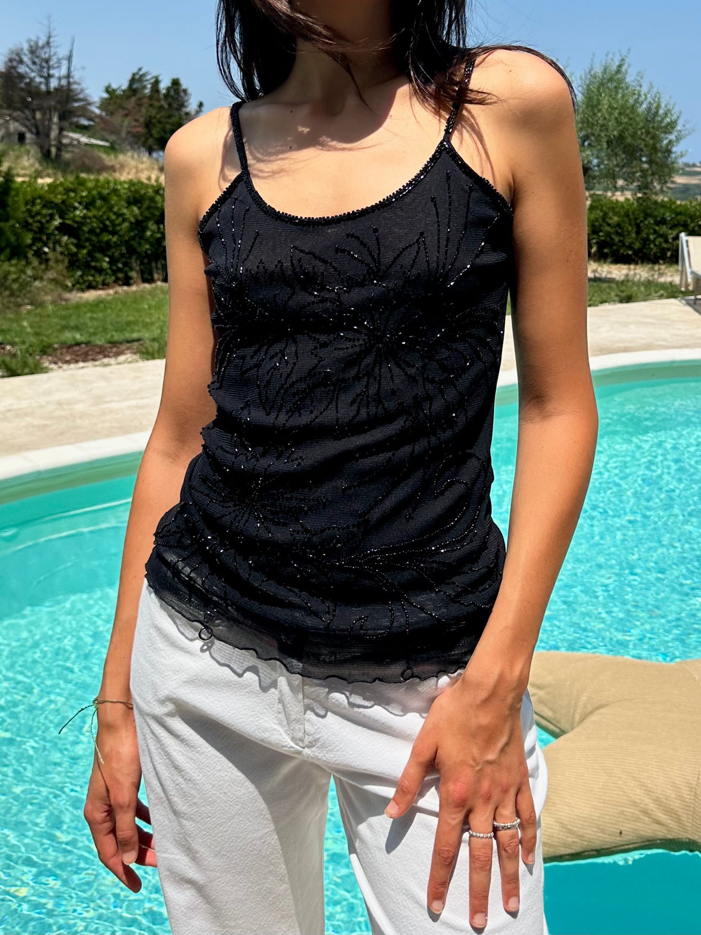Mesh sequin top