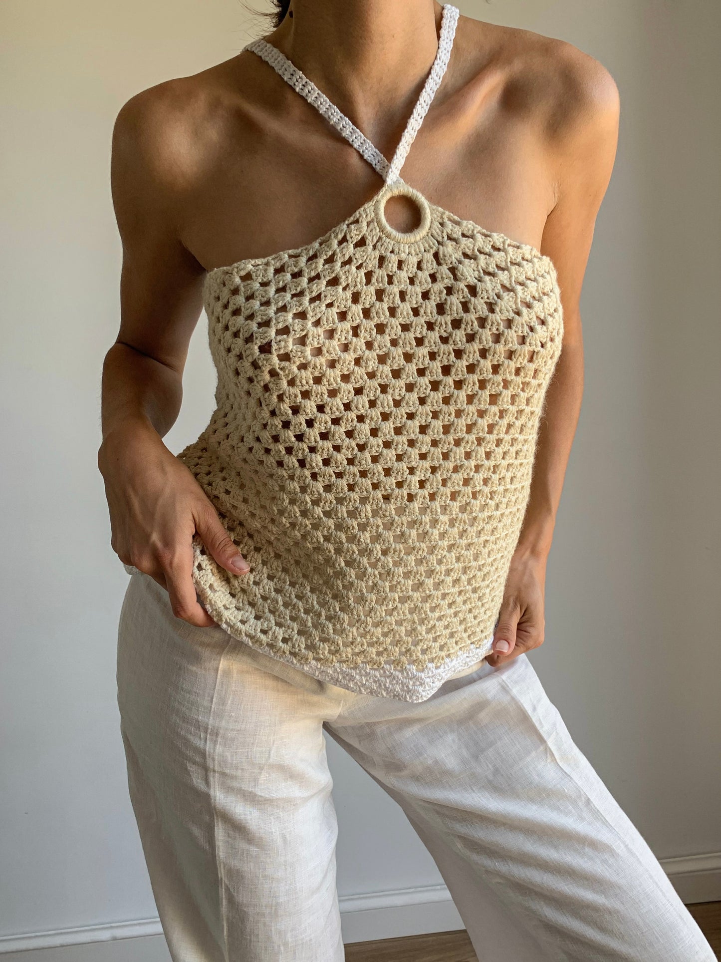 Crochet cream top