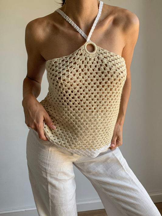 Crochet cream top