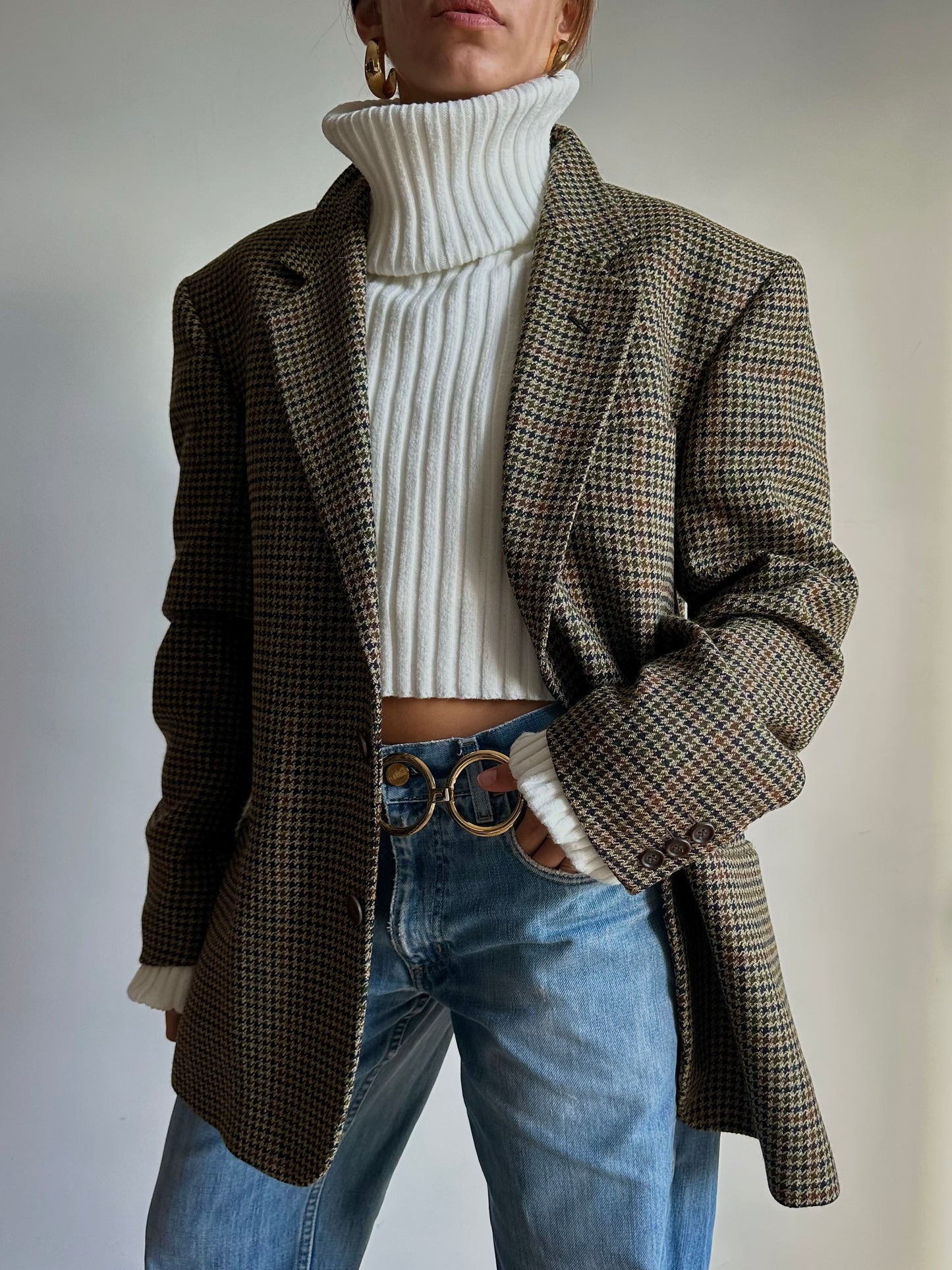 Pied de poule blazer kaki tones