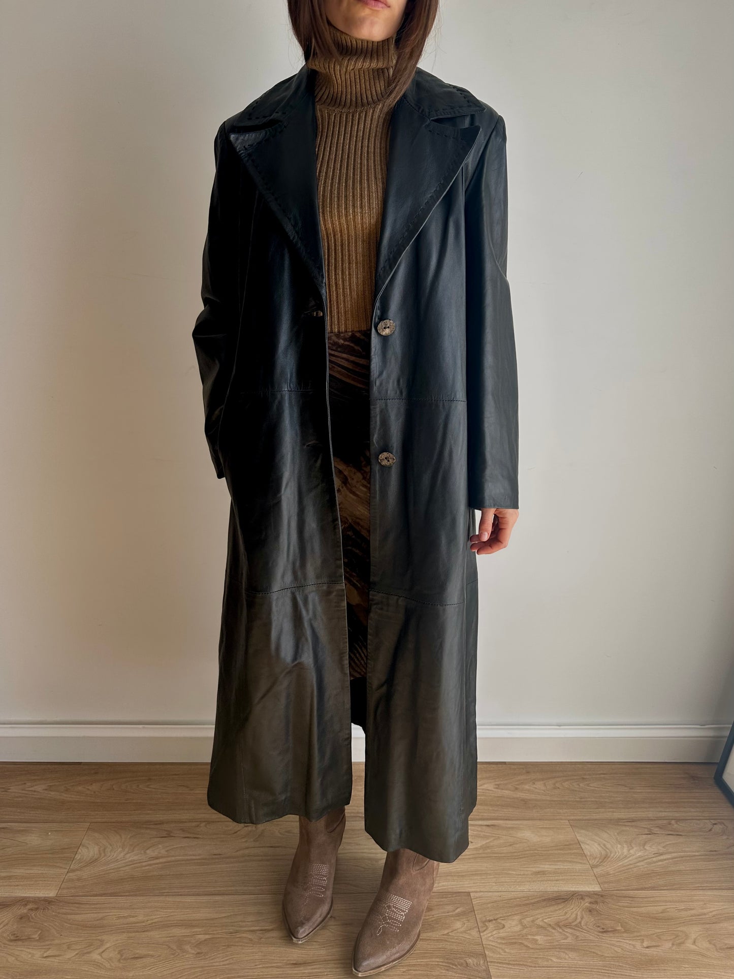 X-long leather coat
