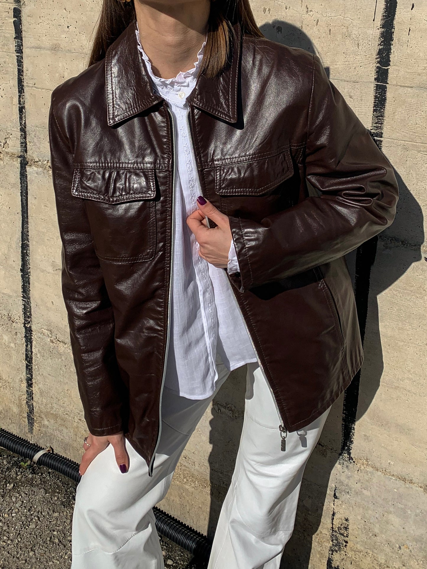 Vintage coffee leather jacket