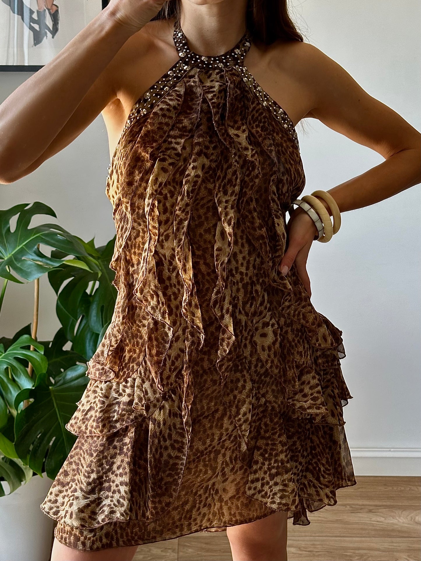 Leopard ruffled dress