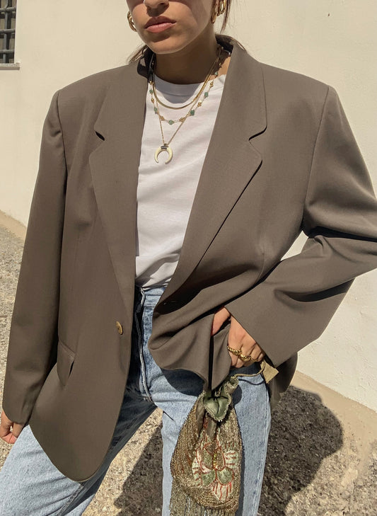 Vintage pure new wool taupe blazer