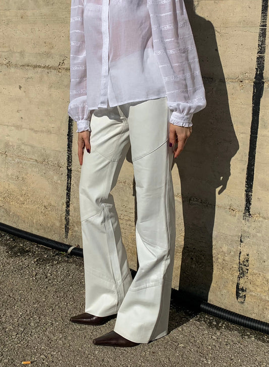 Vintage latte leather pant
