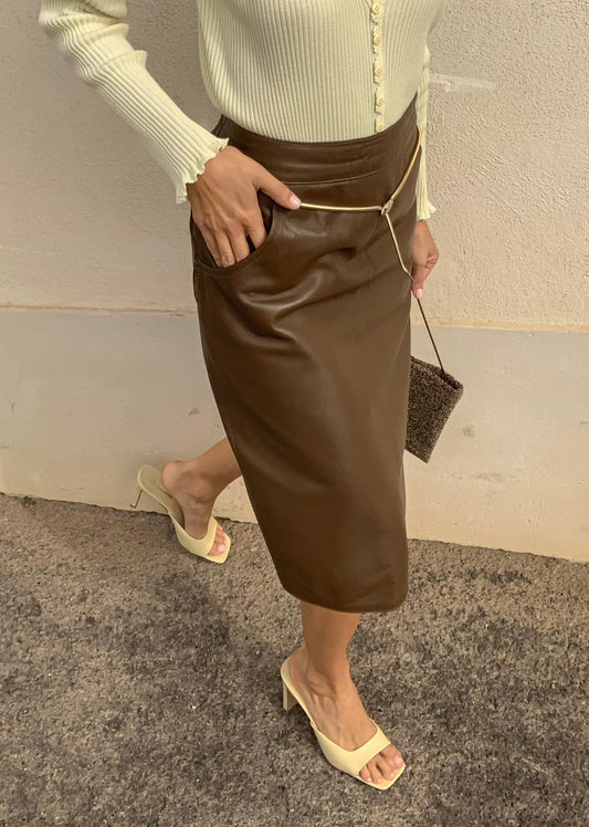 Vintage choco leather skirt
