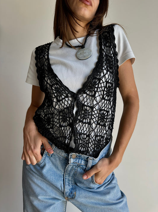 Crochet black vest