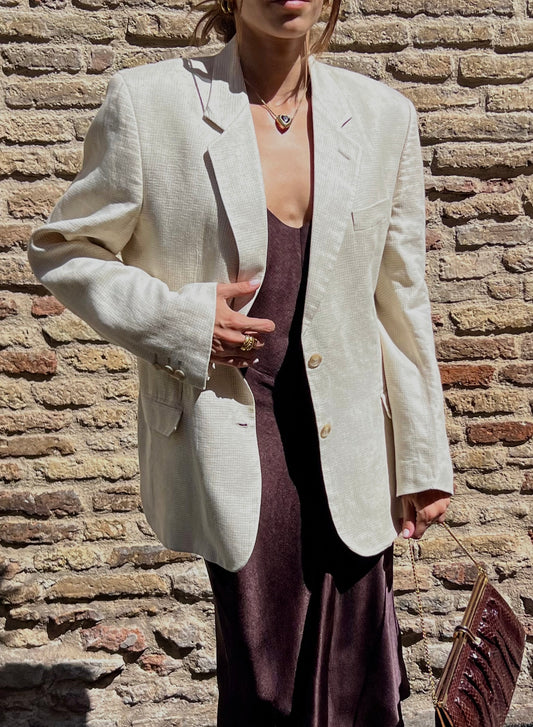Micro pied de poule cream blazer