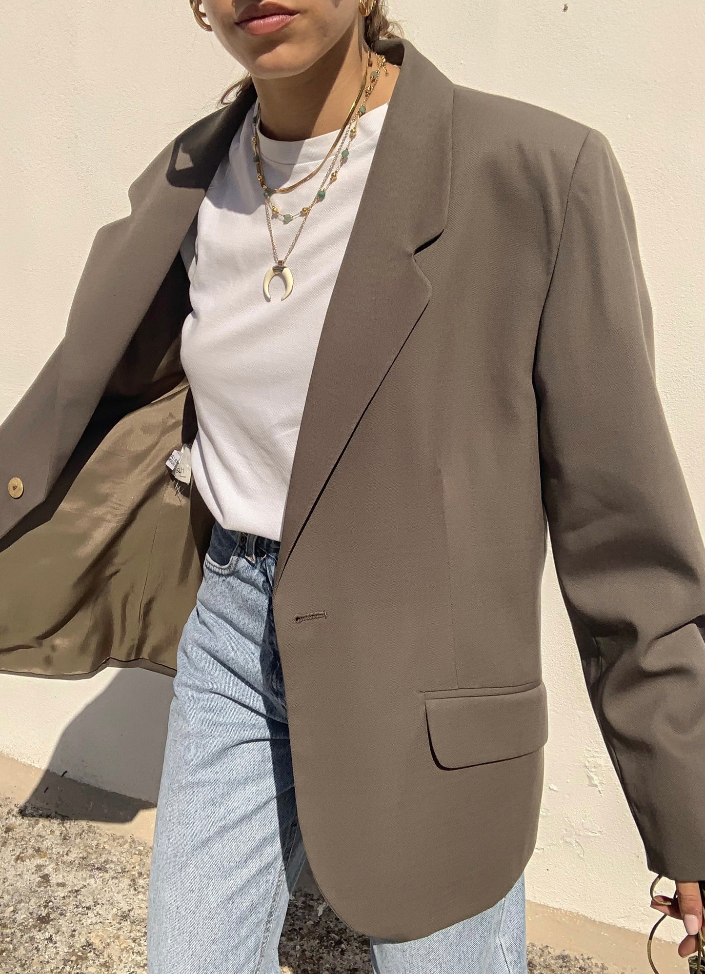 Vintage pure new wool taupe blazer