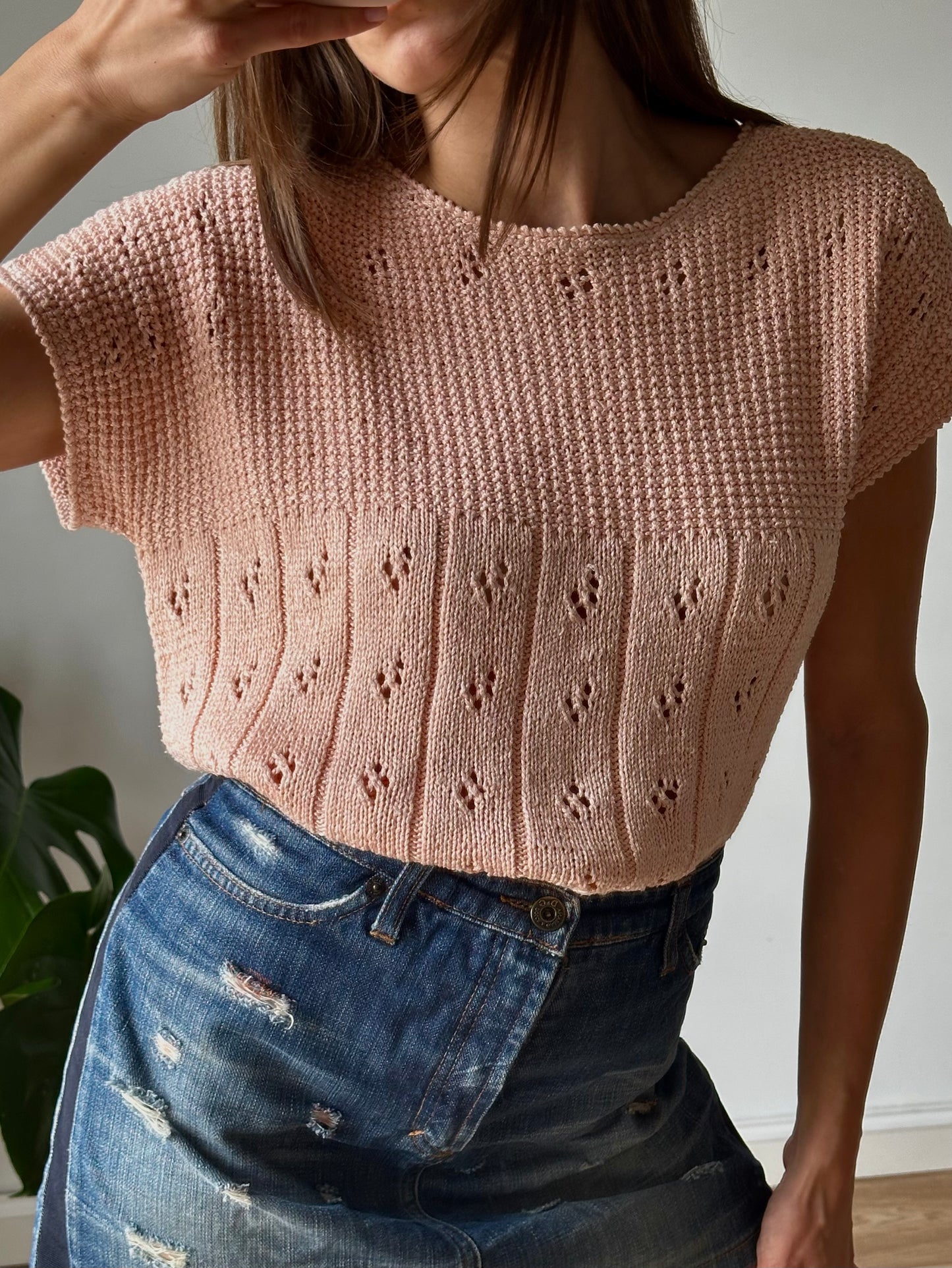 Crochet pink t-shirt
